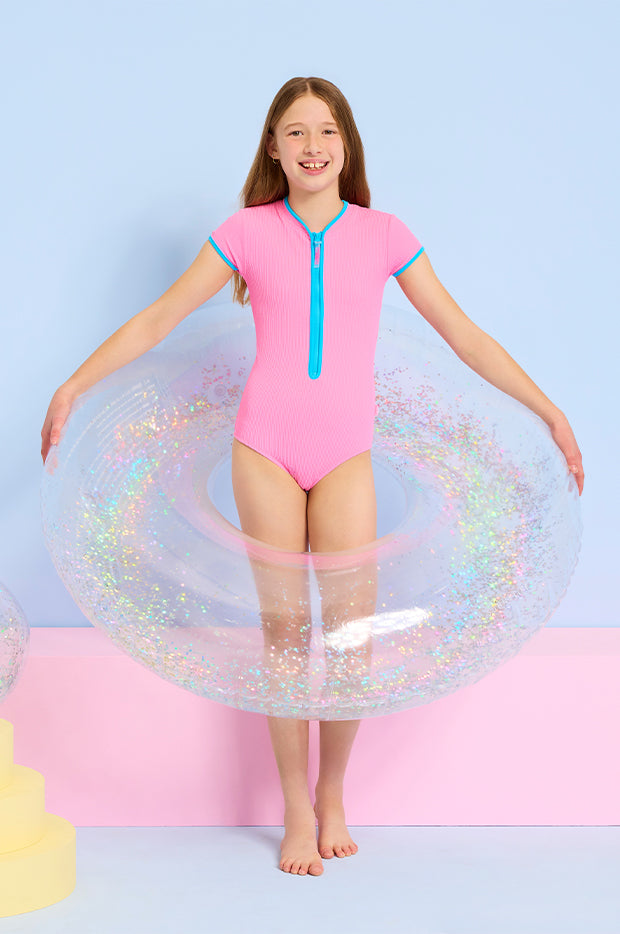 Girls Textured Contrast Sunsuit