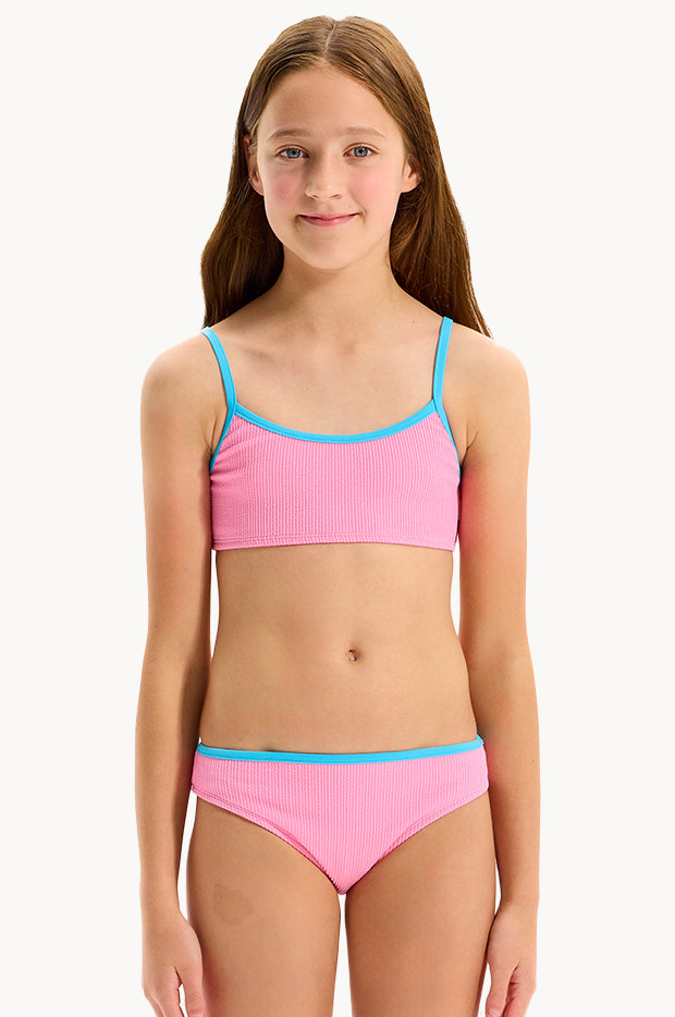 Girls Textured Contrast Crop Set