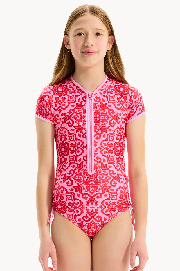 Seafolly Kids シーフォリー 女の子用 スポーツ・アウトドア用品 キッズ 子供用水着 ワンピース Long Sleeve One Piece Swimsuit (Big Kids) - Pink