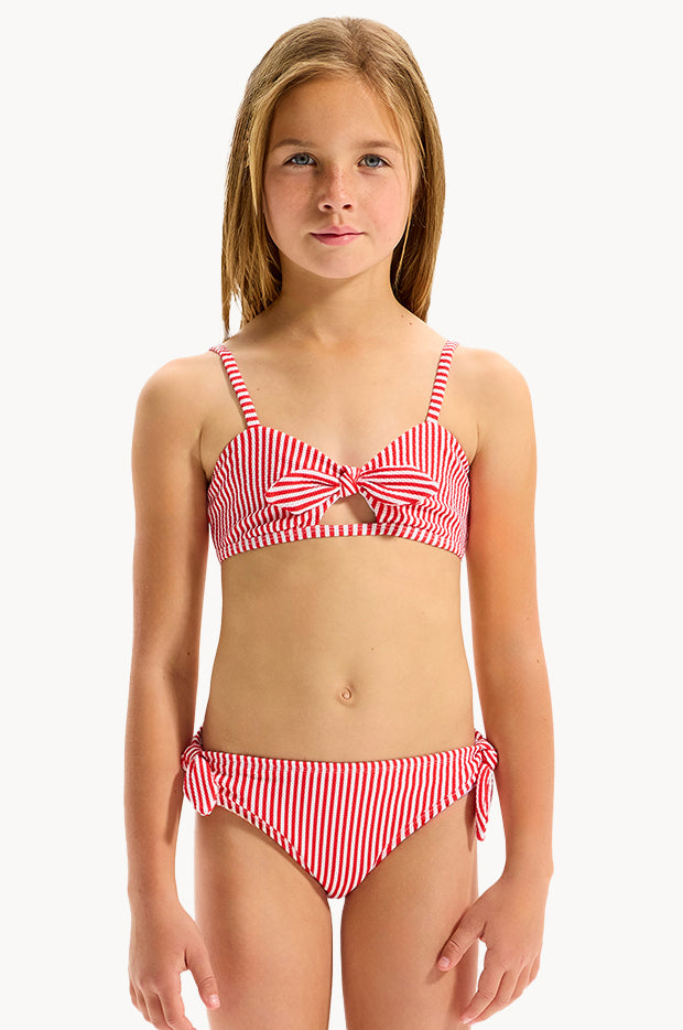 Girls Textured Stripe Tie Bralette Set
