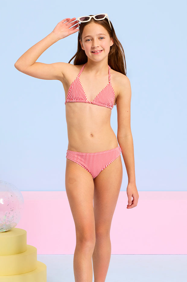 Girls Textured Stripe Tri Set