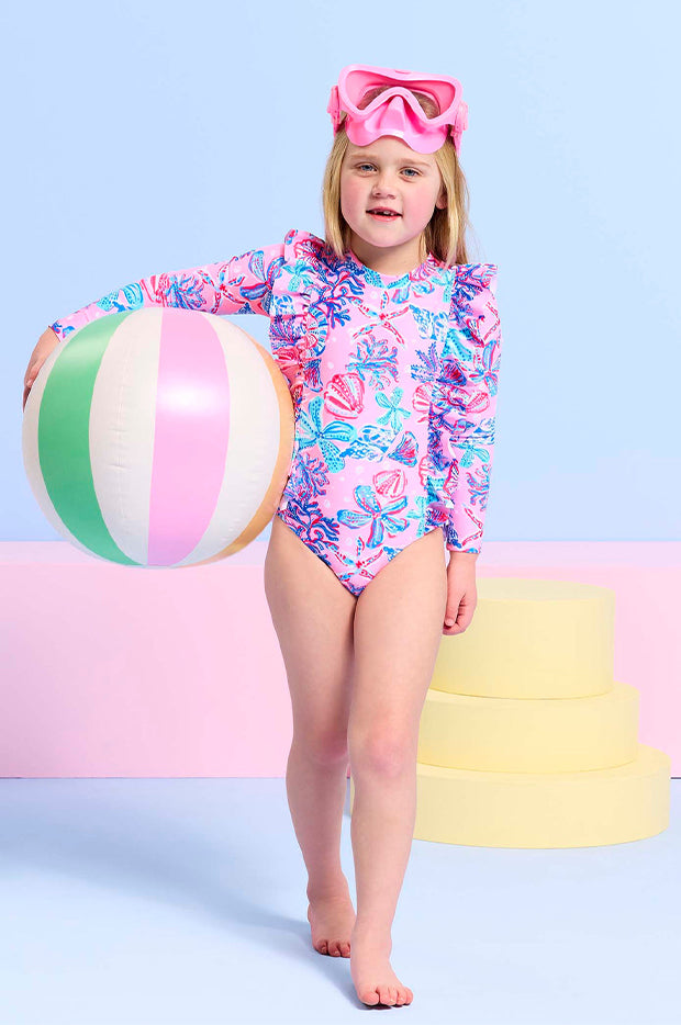 Girls Coral Sea Frill Sunsuit