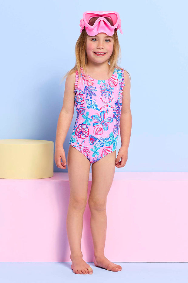 Girls Coral Sea Frill One Piece
