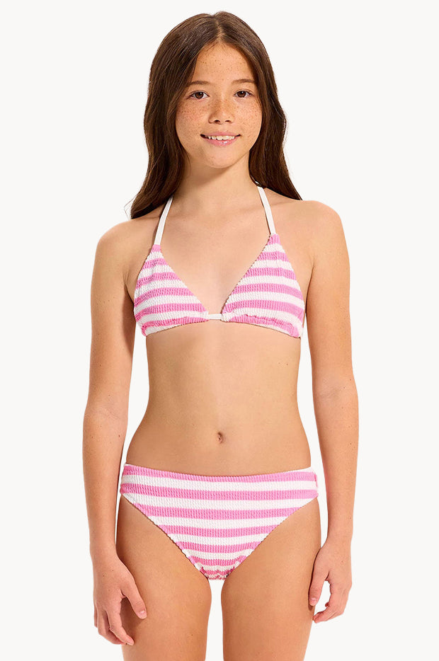 Girls Textured Stripe Tri Set