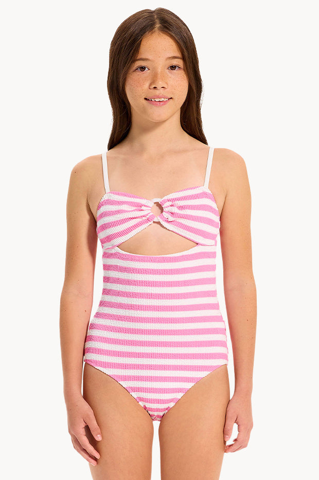 Girls Textured Stripe One Piece