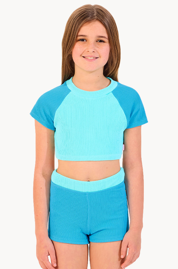 Girls Texture Short Sleeve Suntop Set