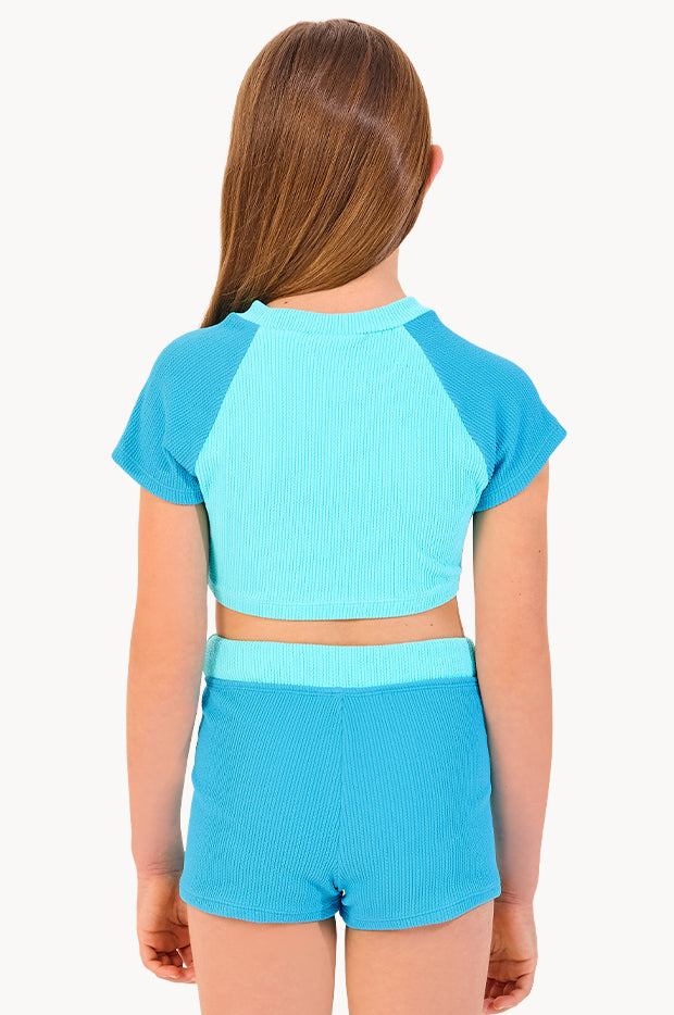 Girls Texture Short Sleeve Suntop Set