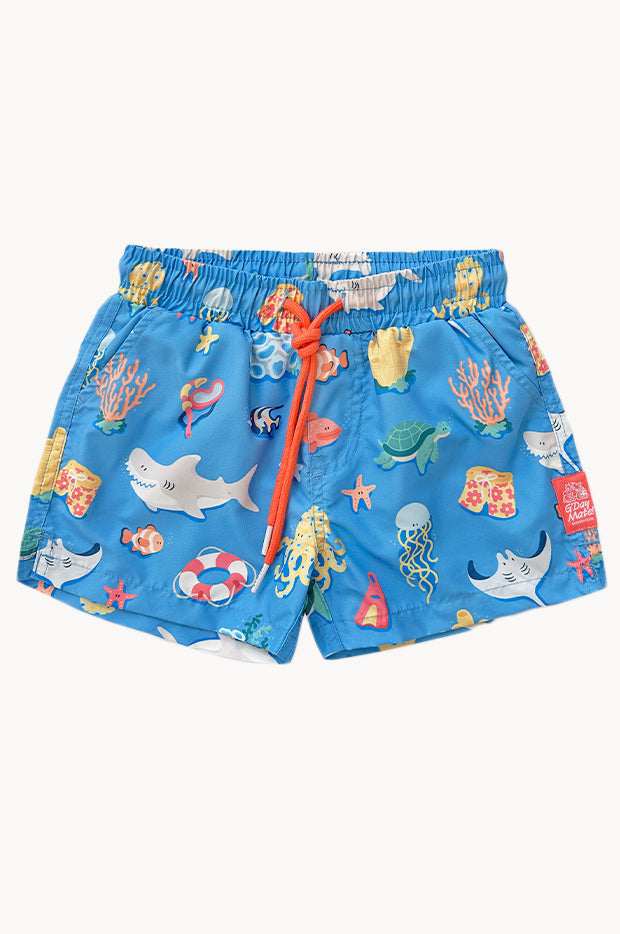 Skwosh Boys Great Barrier Reef Swim Short Blue Swimwear Galore AU