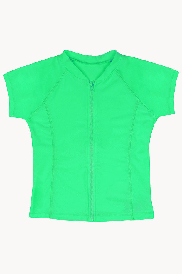Girls Short Sleeve Zip Suntop