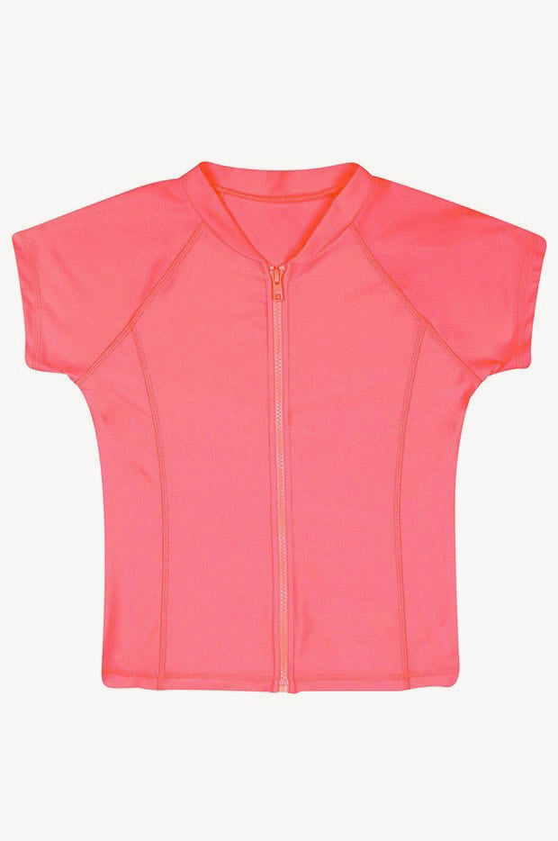 Girls Short Sleeve Zip Suntop