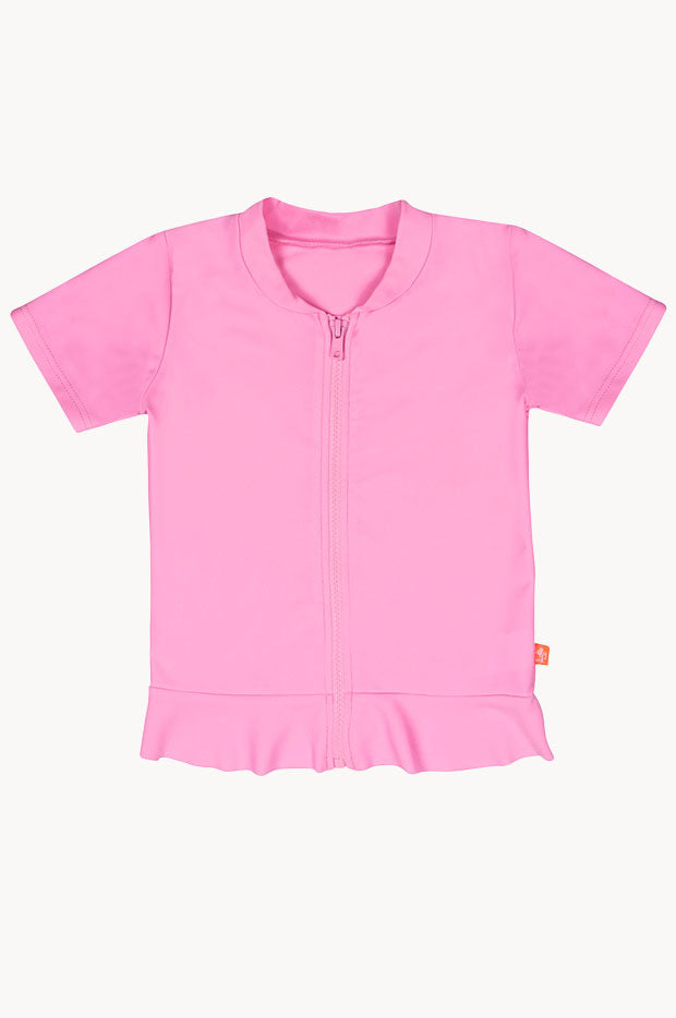 Girls Short Sleeve Zip Suntop