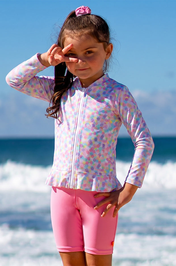 Girls Miss Fantasia Spot Long Sleeve Suntop