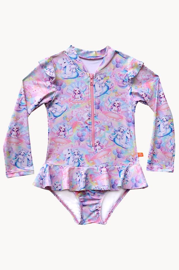 Girls Miss Fantasia Long Sleeve Sunsuit