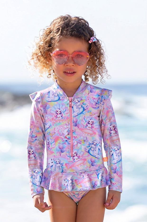 Girls Miss Fantasia Long Sleeve Sunsuit