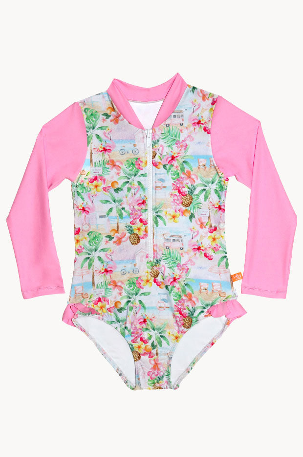 Girls Miss Vacay Long Sleeve Sunsuit