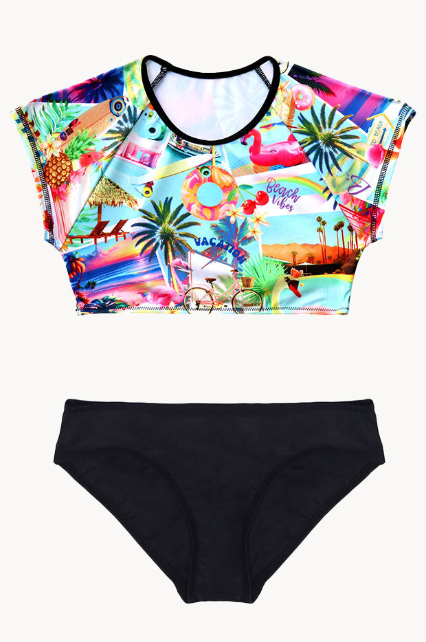 Girls Summer Vacay Crop Suntop Set