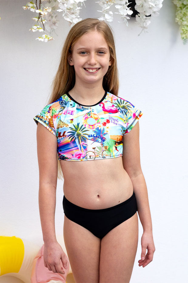 Girls Summer Vacay Crop Suntop Set