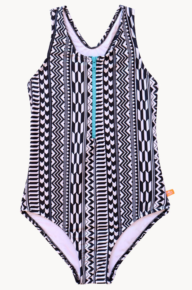 Girls Summer Geo Zip One Piece