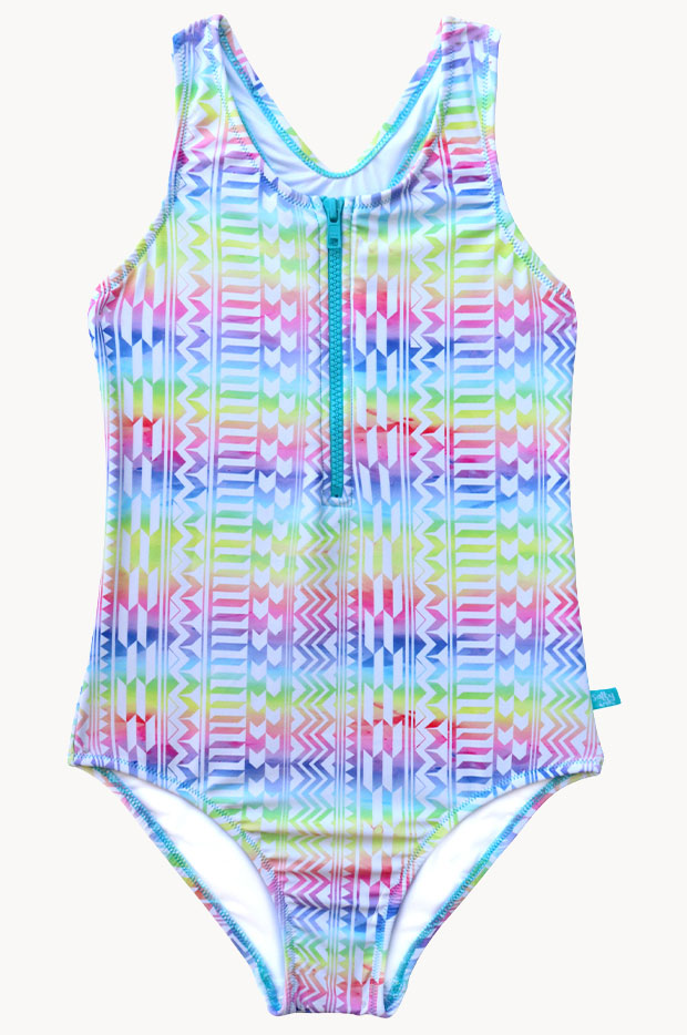 Girls Summer Geo Zip One Piece