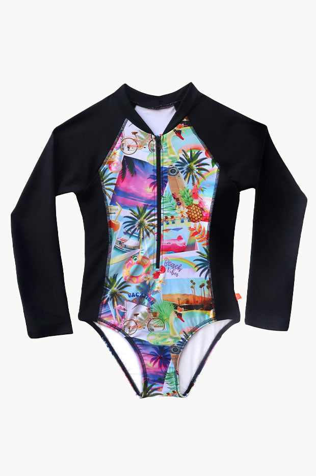 Girls Summer Vacay Long Sleeve Sunsuit