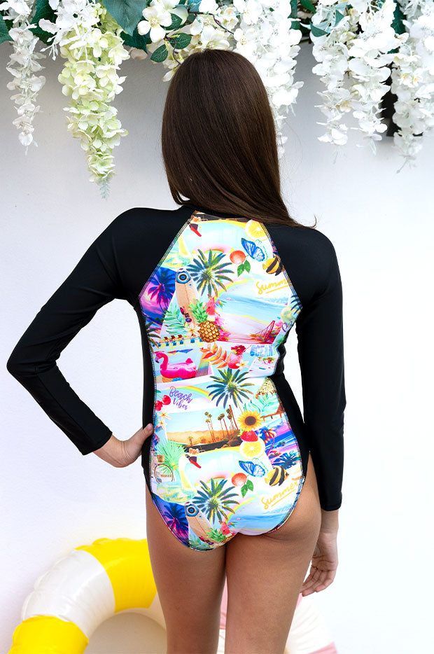 Girls Summer Vacay Long Sleeve Sunsuit