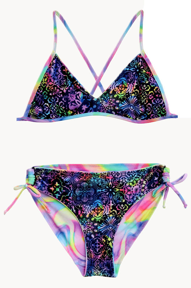 Salty Ink - Girls Soda Swirl Reversible Tri Set - Multi | Swimwear