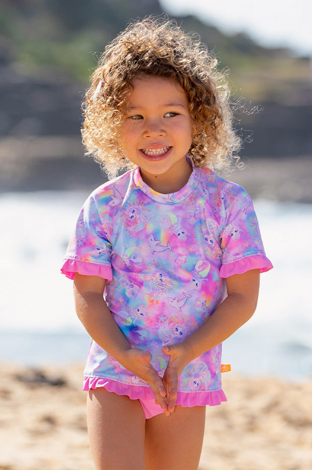 Salty Ink Girls Miss Sea Princess Short Sleeve Suntop Set Swimwear Galore AU