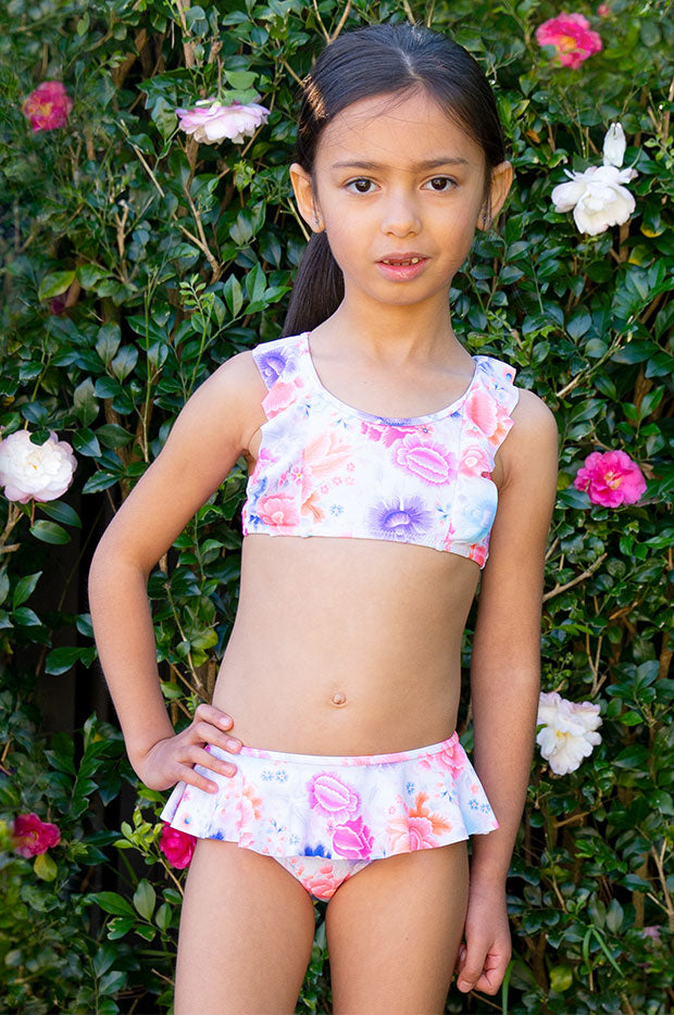 Girls Miss Peony Frill Crop Set