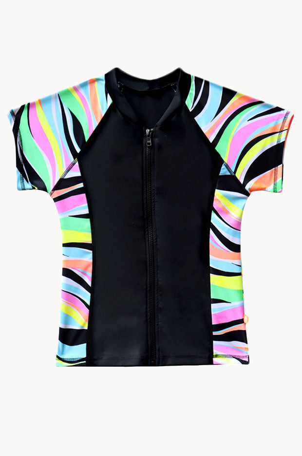 Girls Coastal Wave Short Sleeve Suntop