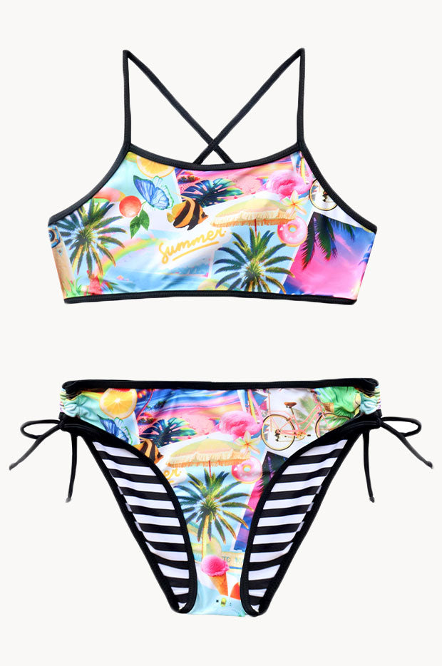 Salty Ink - Girls Summer Vacay Reversible Crop Set - Multi