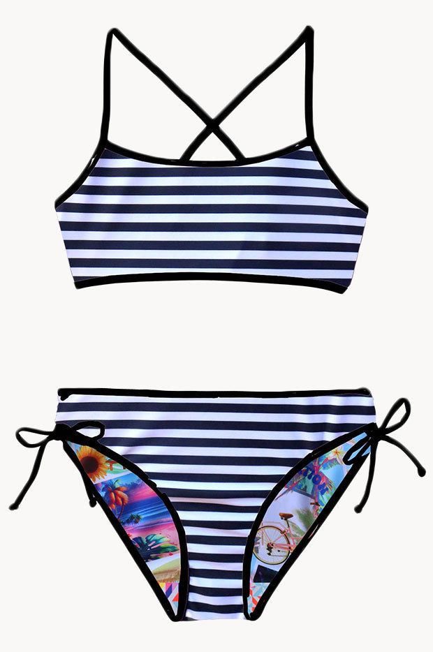 Salty Ink - Girls Summer Vacay Reversible Crop Set - Multi