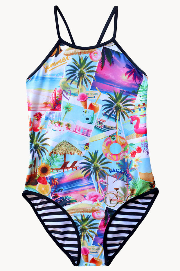Girls Summer Vacay Reversible One Piece