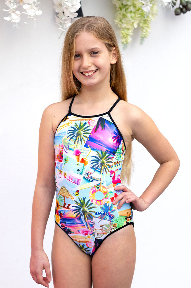 Girls Summer Vacay Reversible One Piece