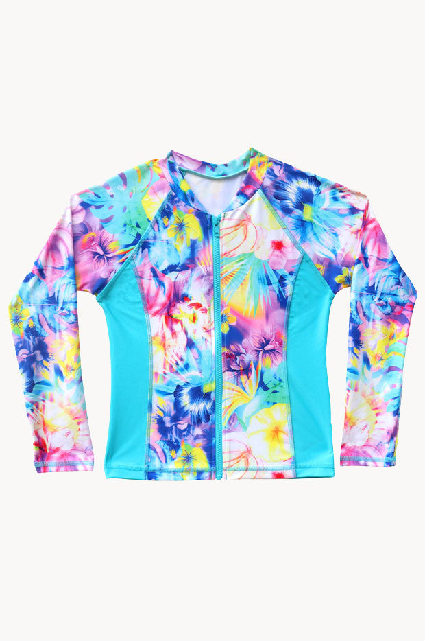 Girls Tropical Haze Long Sleeve Suntop