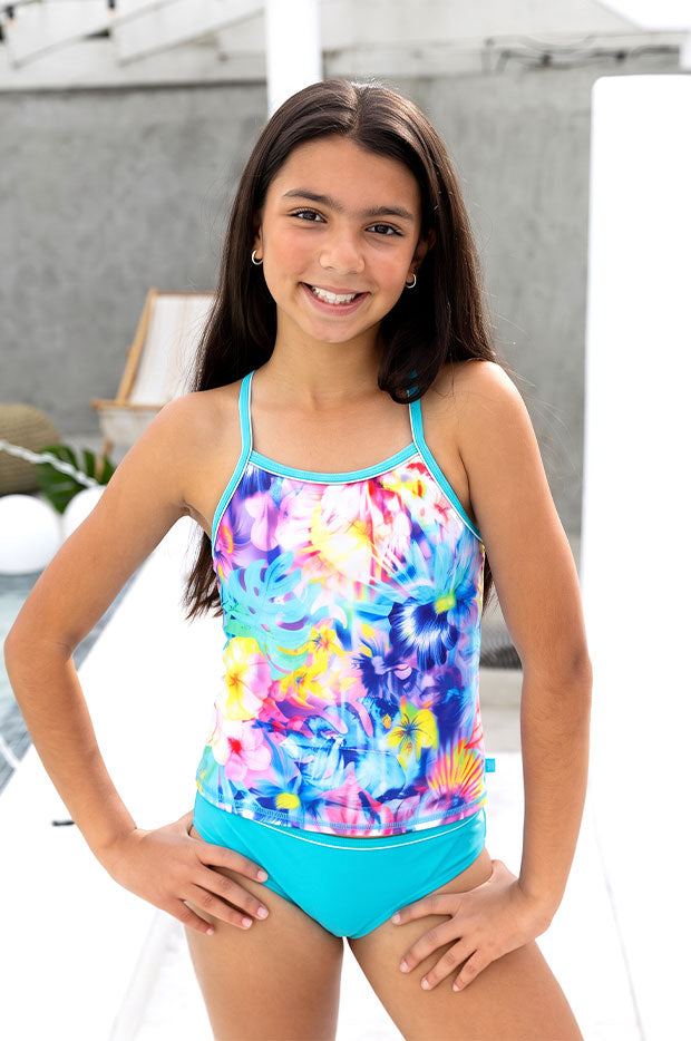 Girls Tropical Haze Tankini Set