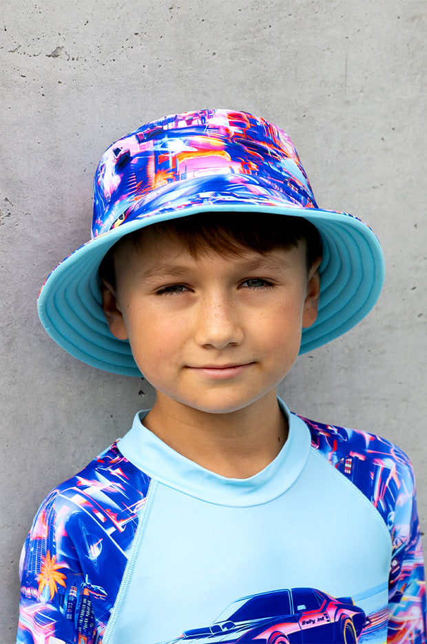 Salty Ink - Boys Arcade Reversible Sunhat - Blue/Orange | Swimwear ...