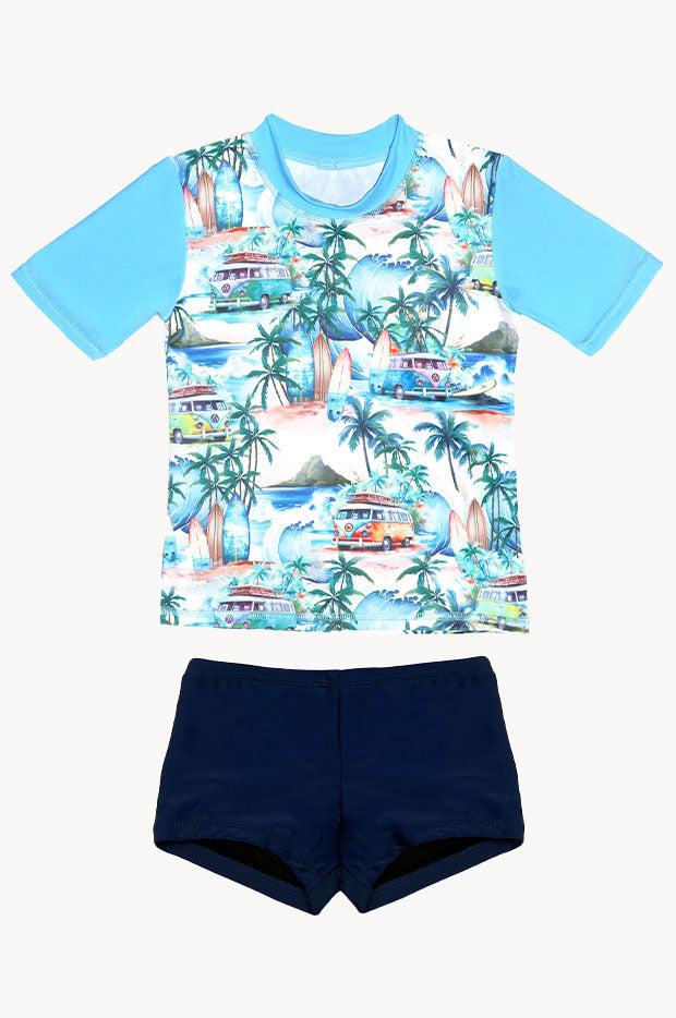 Boys Coastal Camper Short Sleeve Suntop Set