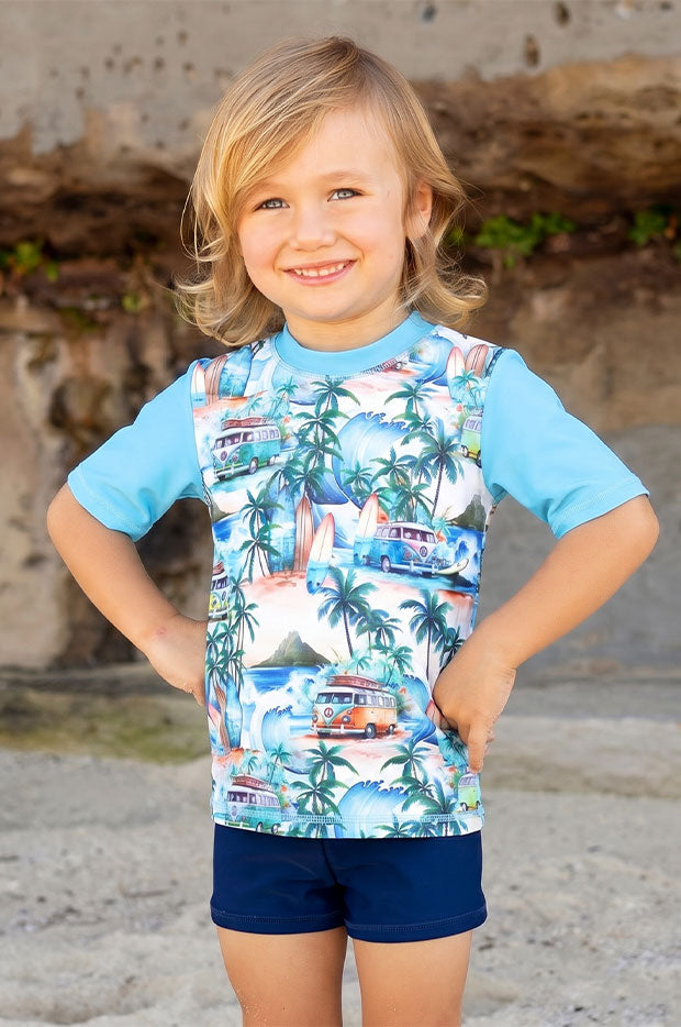 Boys Coastal Camper Short Sleeve Suntop Set