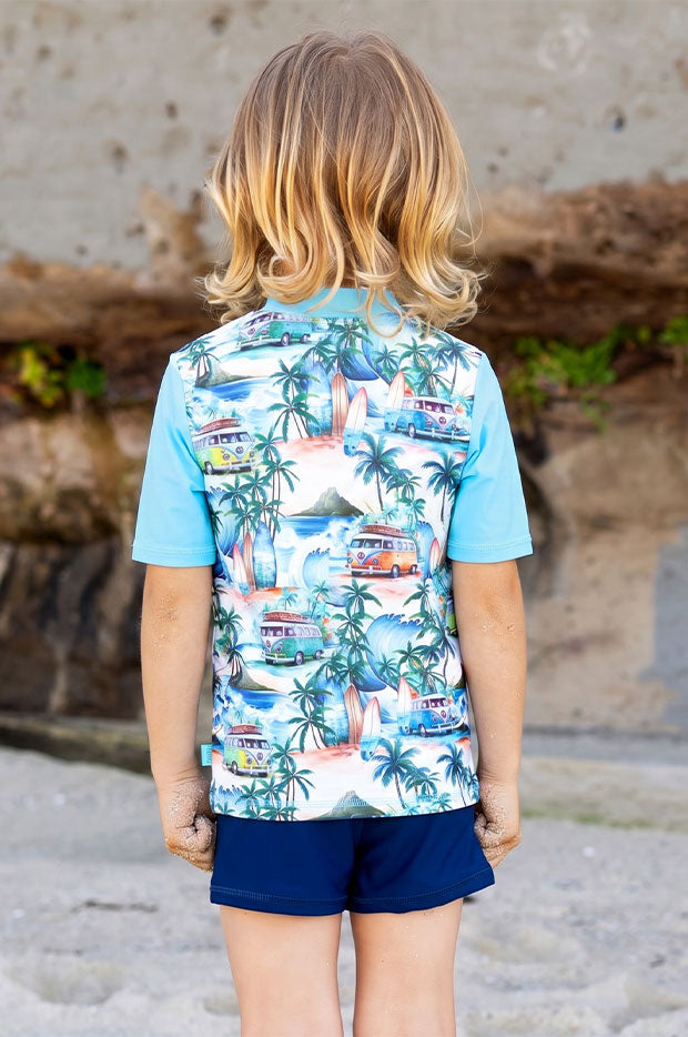 Boys Coastal Camper Short Sleeve Suntop Set