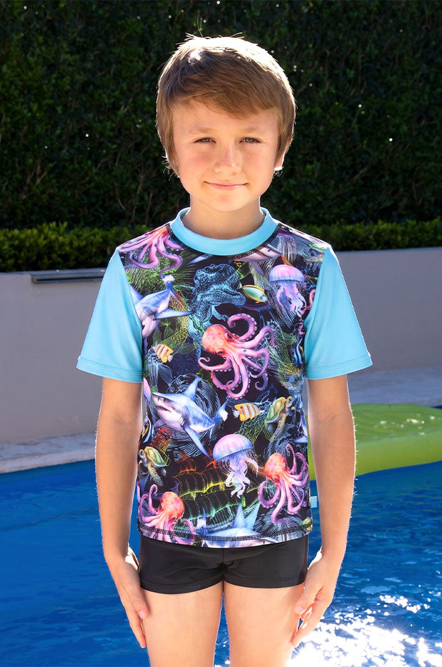 Boys Marina Mirage Short Sleeve Suntop Set