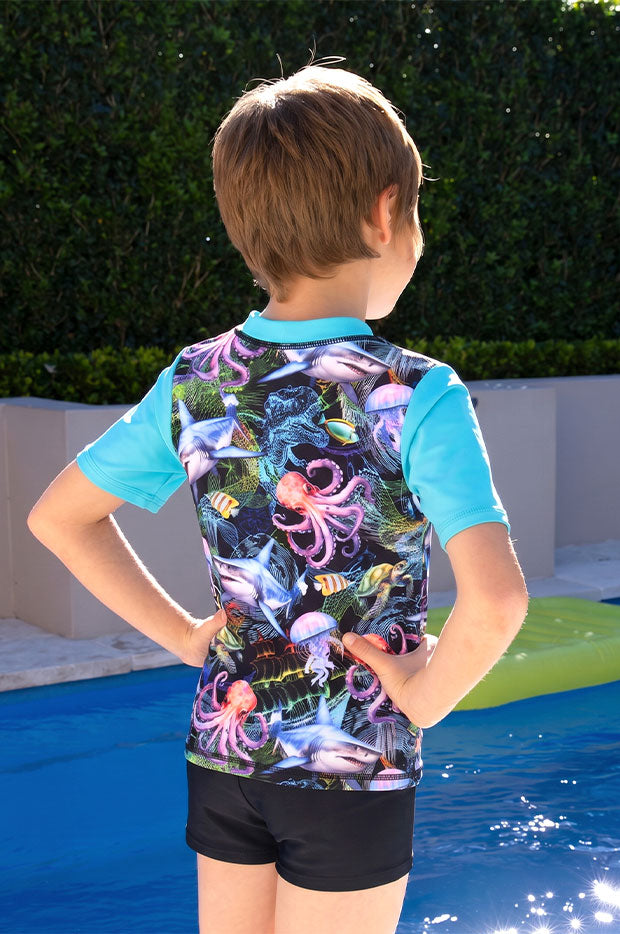 Boys Marina Mirage Short Sleeve Suntop Set