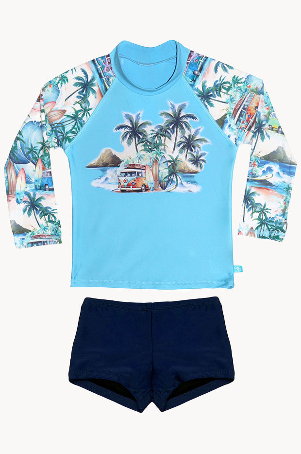 Boys Coastal Camper Long Sleeve Suntop Set