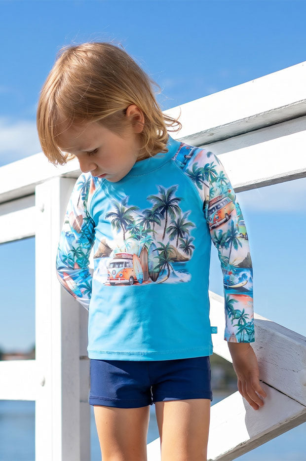 Boys Coastal Camper Long Sleeve Suntop Set
