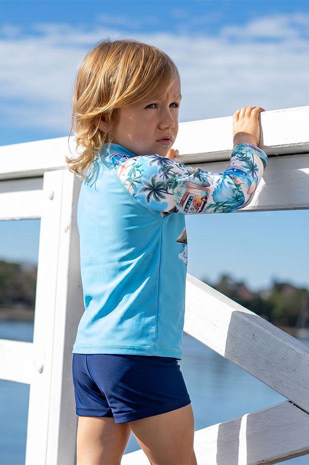 Boys Coastal Camper Long Sleeve Suntop Set