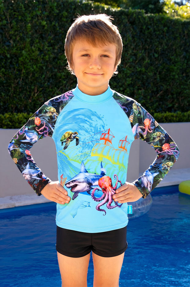 Boys Marina Mirage Long Sleeve Suntop Set