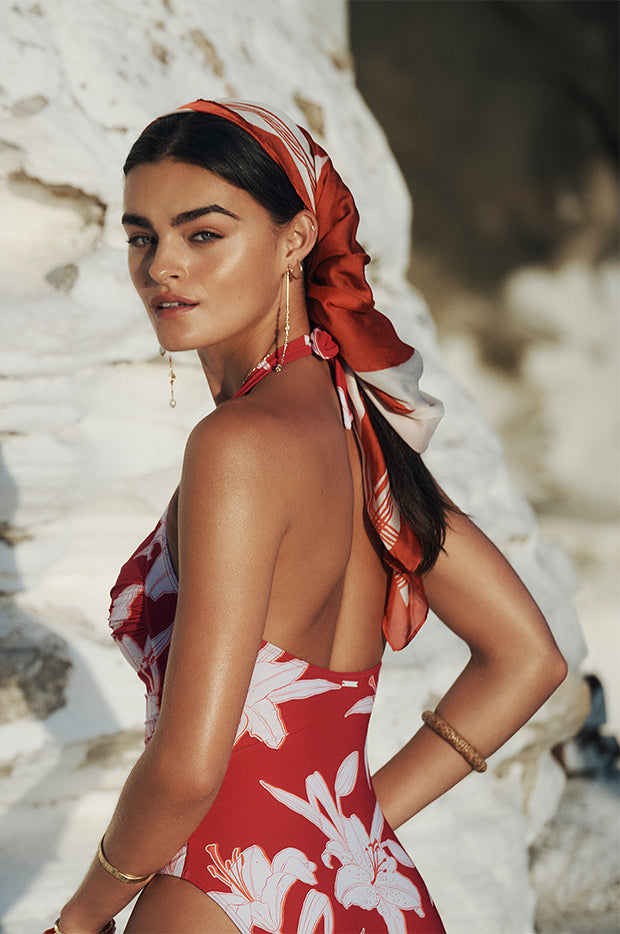 Veridian Twist Front Halter One Piece