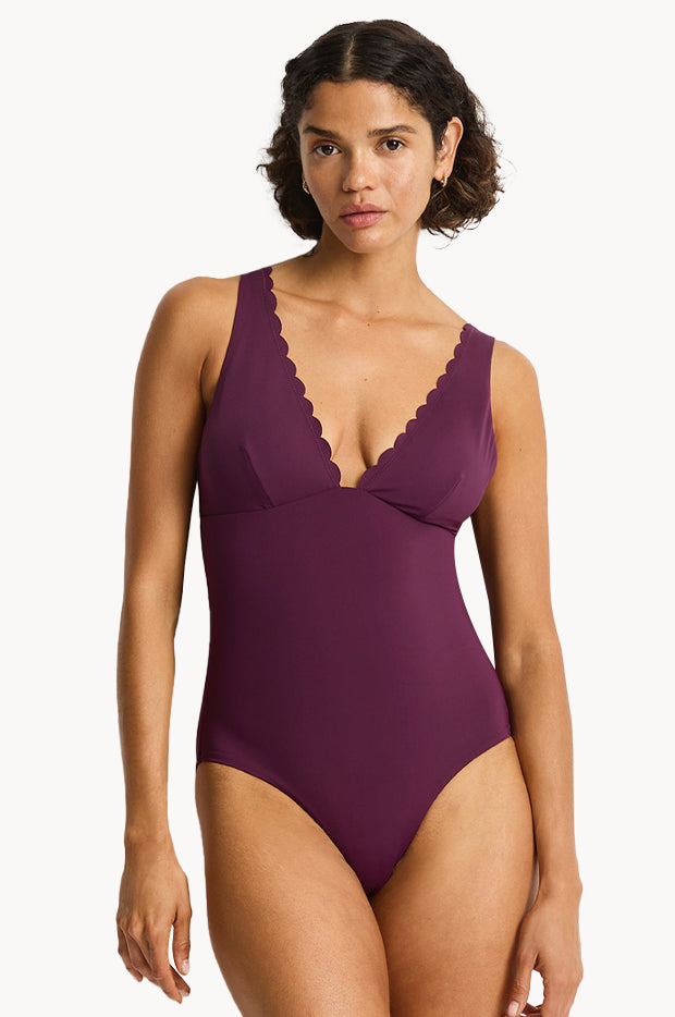 Scalloped Longline Tri One Piece