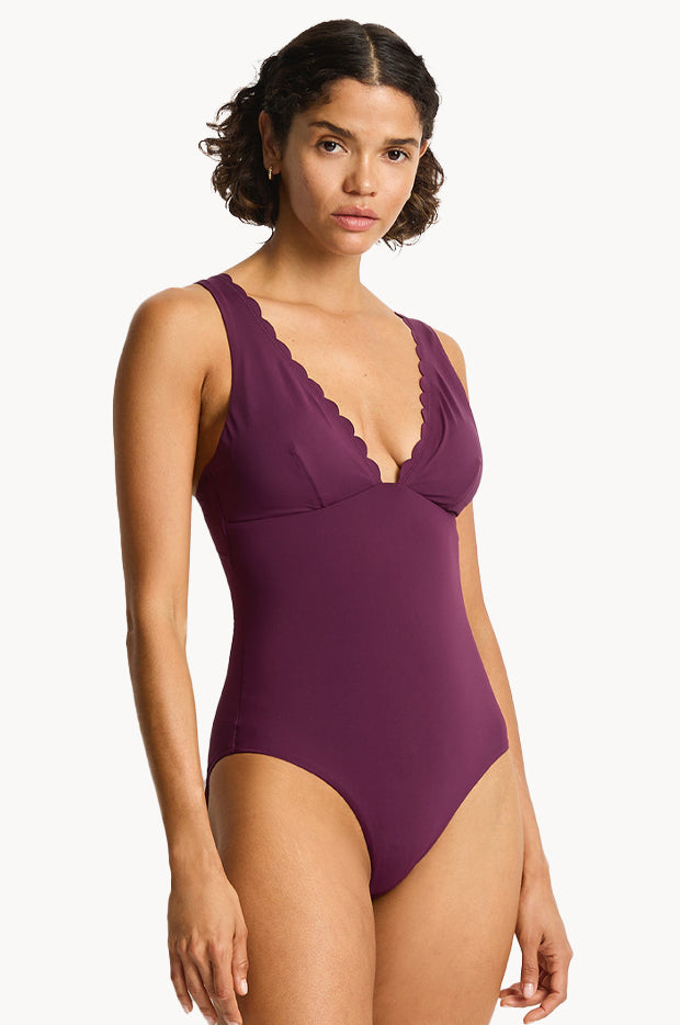 Scalloped Longline Tri One Piece