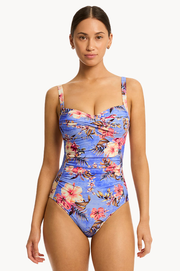 Blue Hawaii Twist Front One Piece