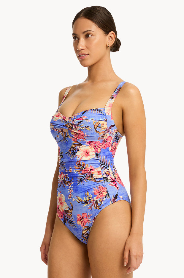 Blue Hawaii Twist Front One Piece